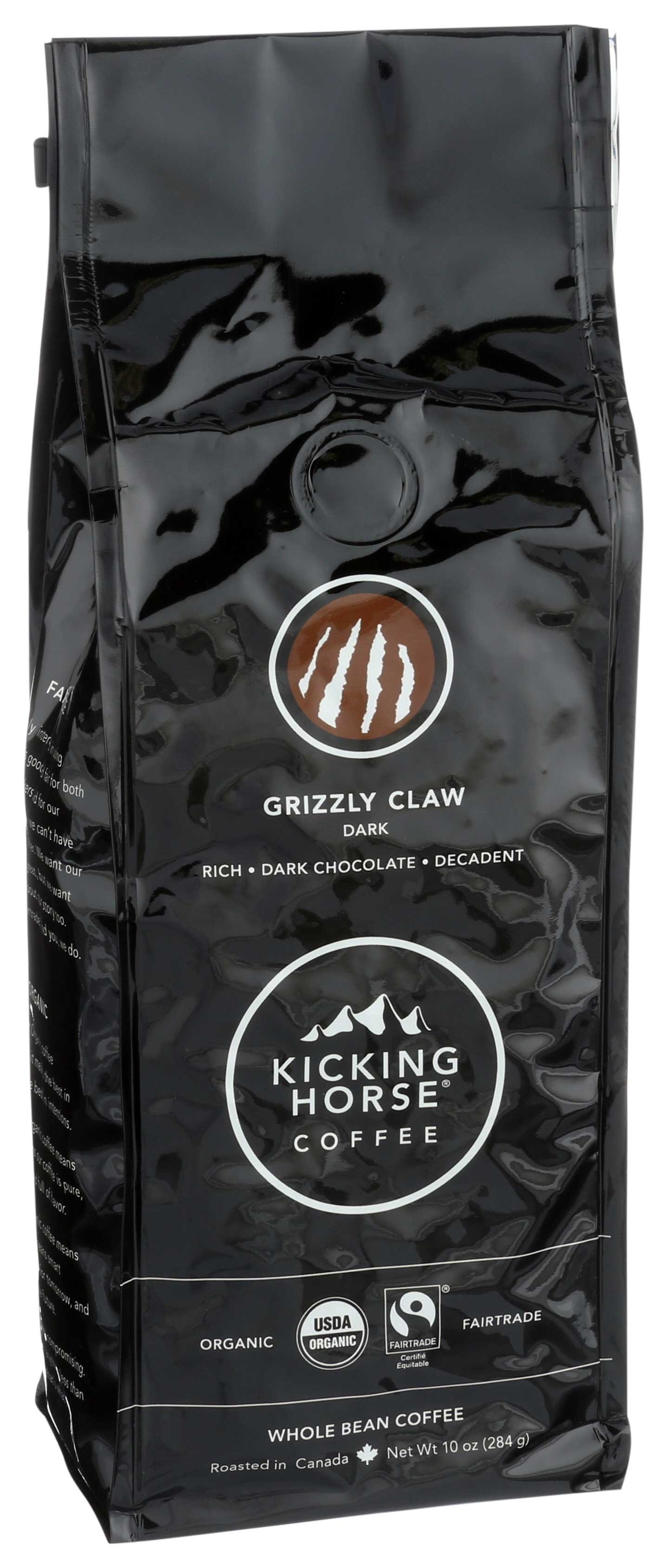 Kicking Horse Organic Grizzly Claw Dark Roast Whole Bean Coffee, 10 Ounce -- 6 per case.