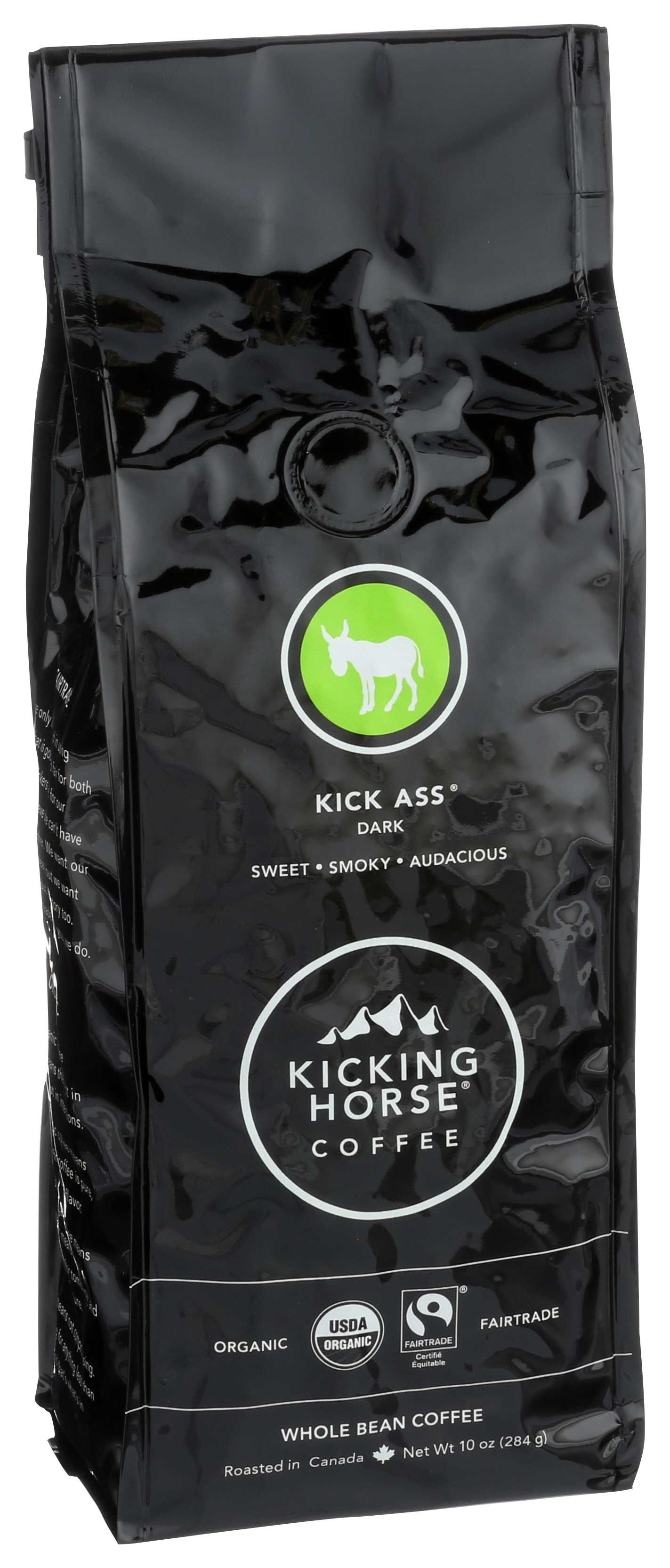 Kicking Horse Organic Kick Ass Dark Roast Whole Bean Coffee, 10 Ounce -- 6 Per Case