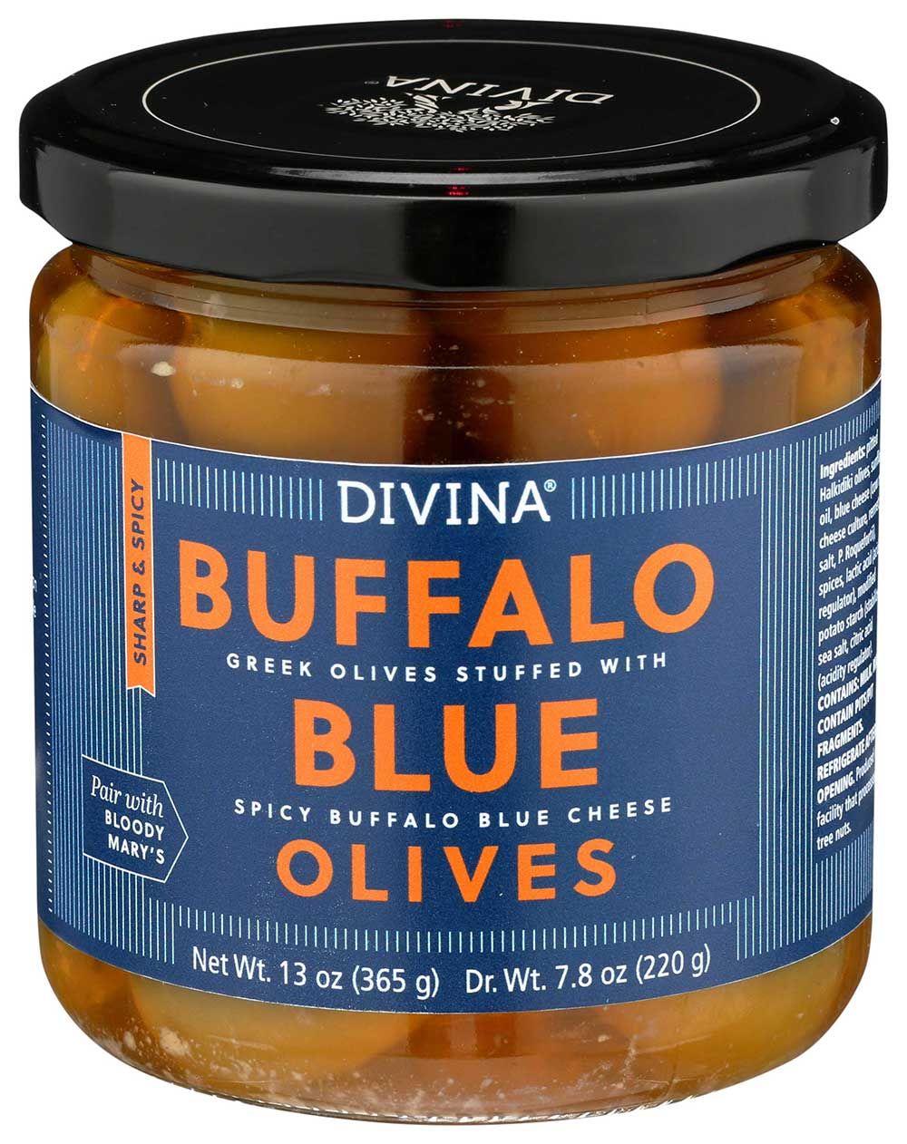 Divina Buffalo Blue Stuffed Olives, 7.8 Ounce -- 6 Per Case