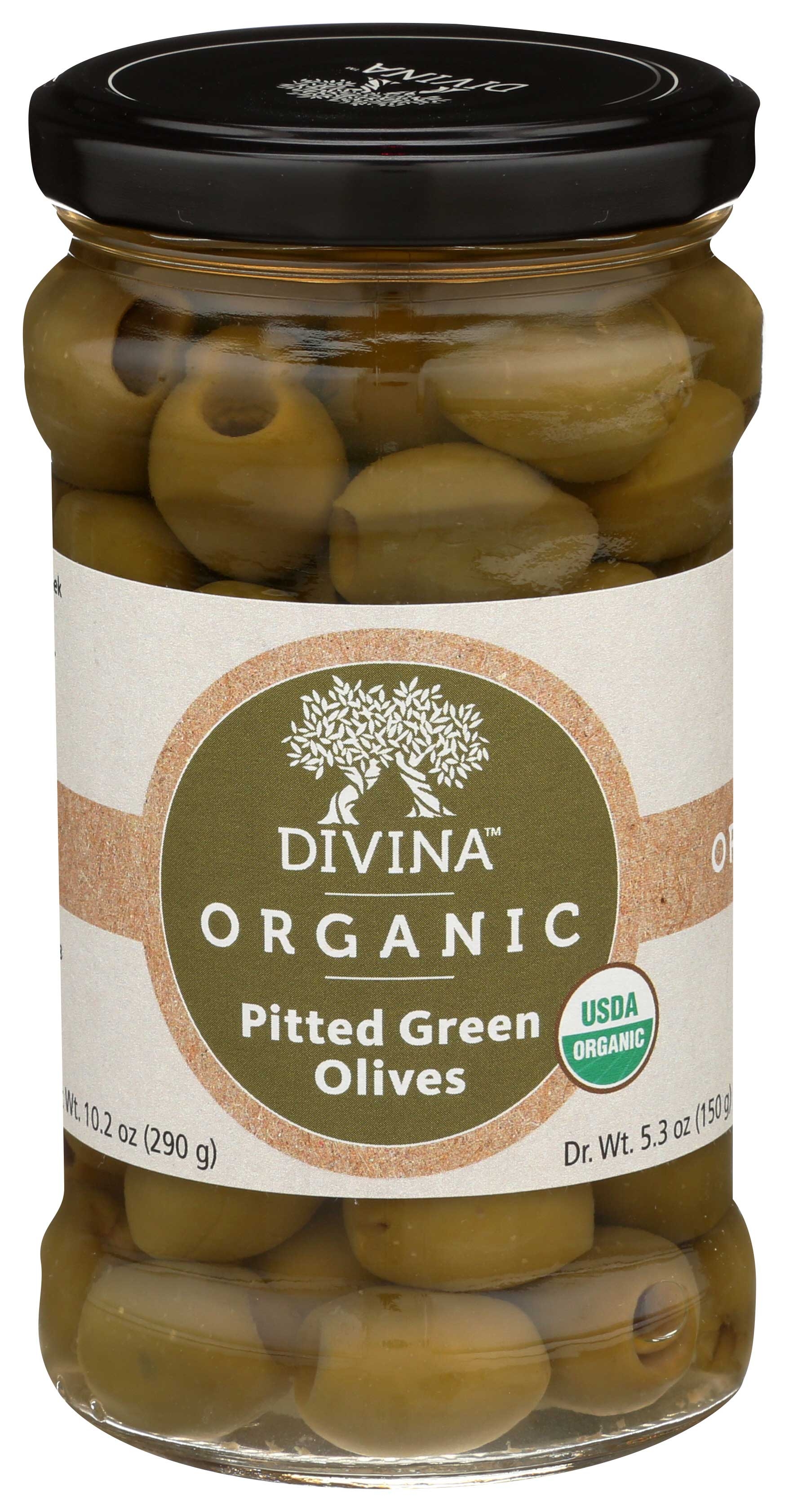Divina Organic Pitted Green Olives, 6 Ounce -- 6 per case.