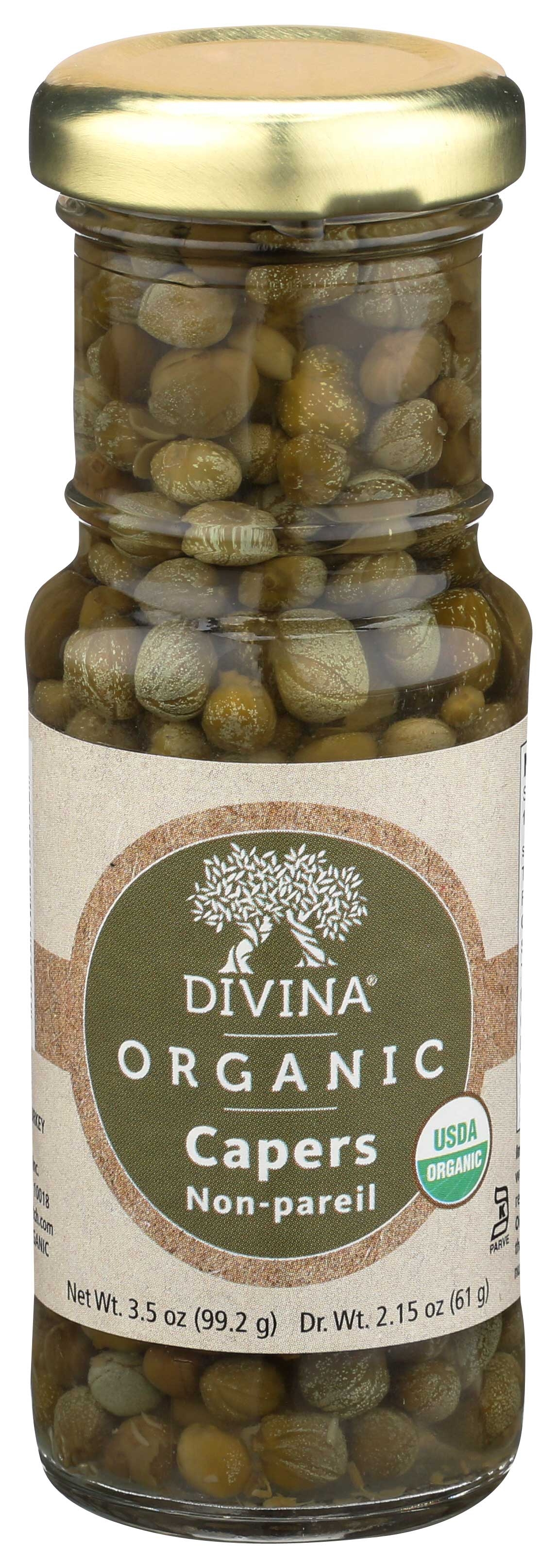 Divina Organic Non Pareil Capers, 3.5 Ounce -- 12 per case