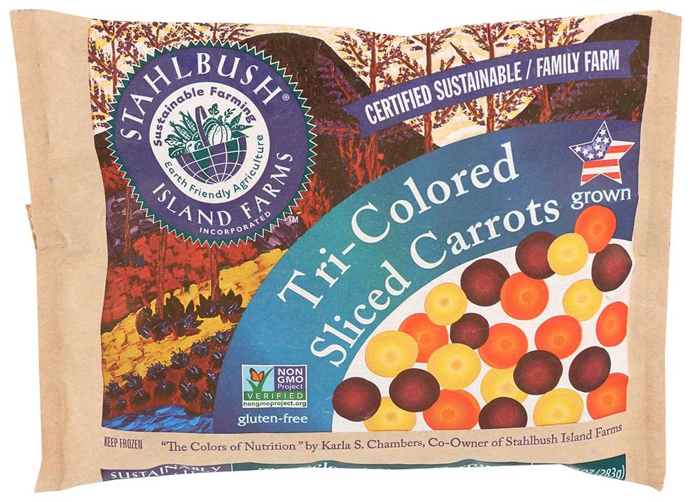 Stahlbush Island Farms Tri Colored Carrots, 10 Ounce -- 12 per case.