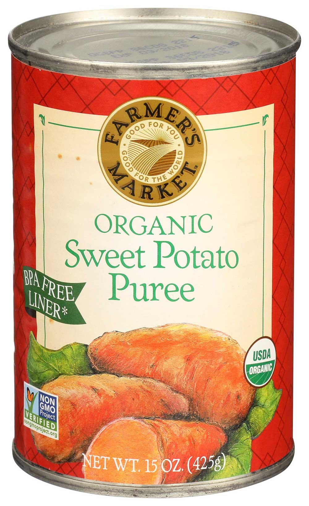 Farmers Market Organic Sweet Potato Puree - Canned, 15 Ounce -- 12 per case.