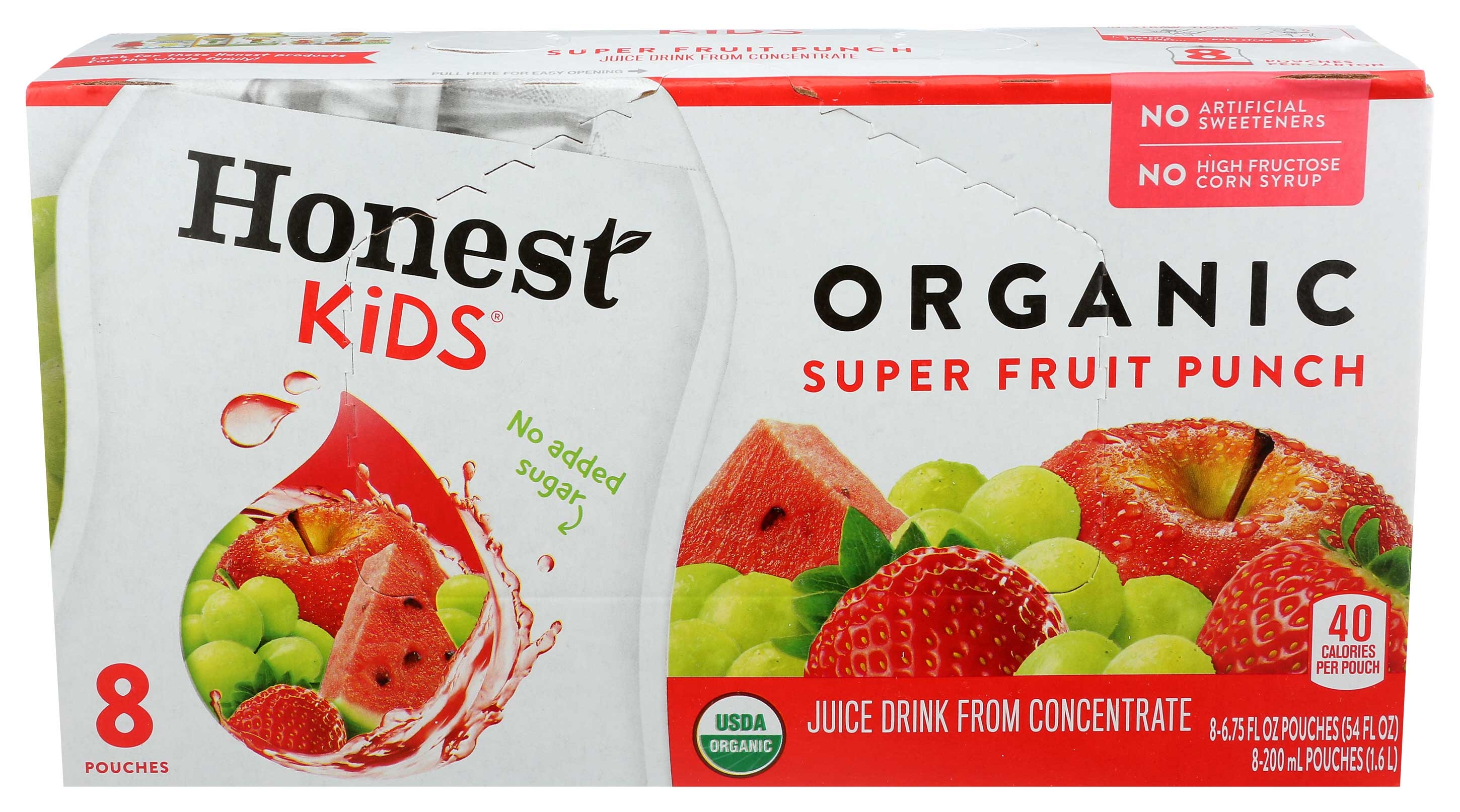 Honest Kids Super Fruit Punch Juice Drink, 6.75 Fluid Ounce - 8 per pack -- 4 packs per case.