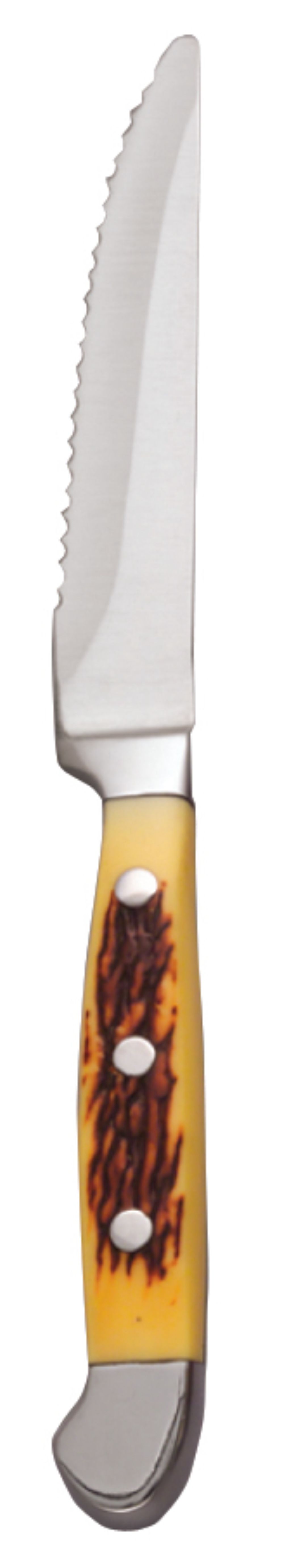 World Tableware Inc Steak Knife, Yellow Pom Handle -- 12 Per Case