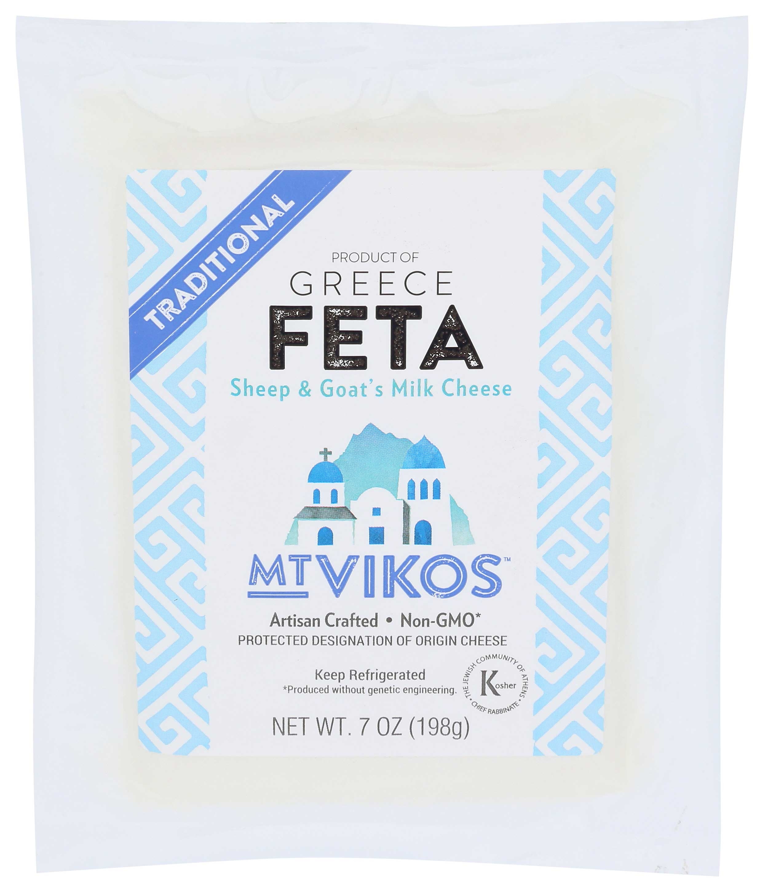 Mt Vikos Traditional Feta Cheese, 7 Ounce -- 12 per case.