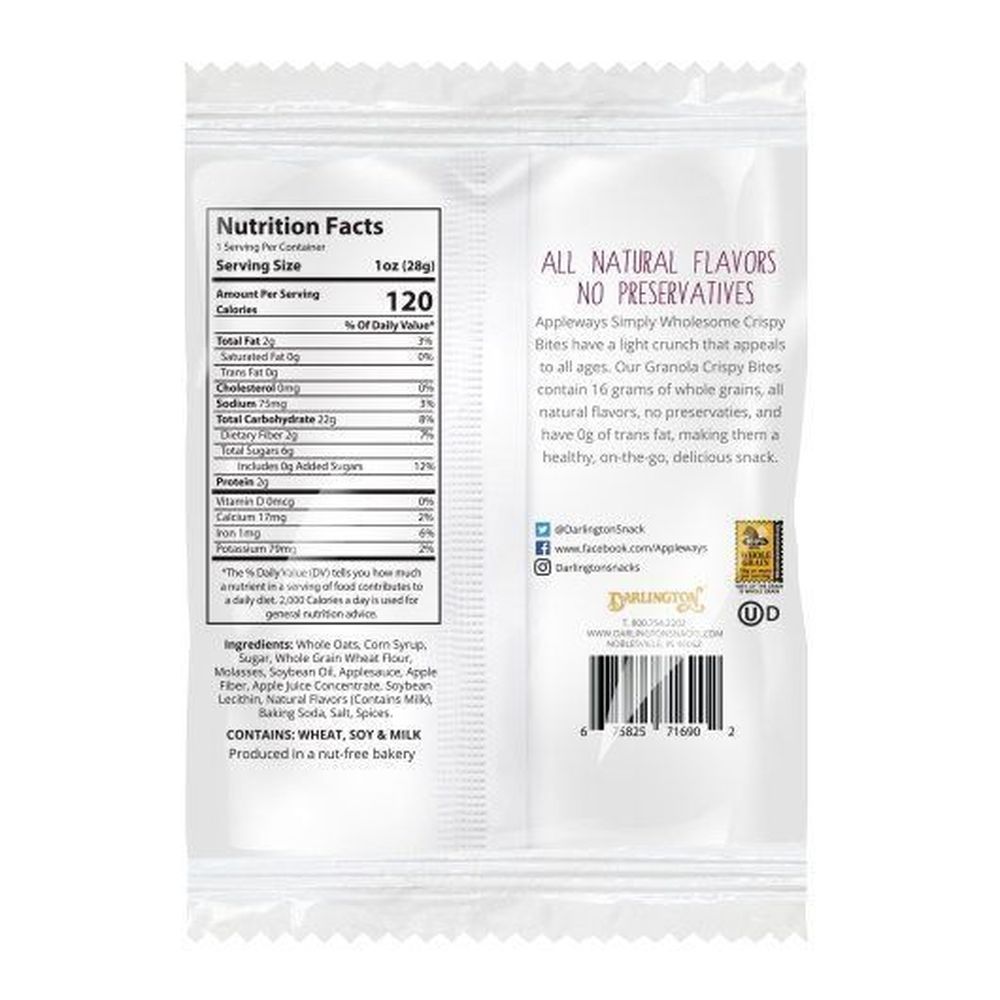 Appleways Individually Wrapped Granola Crispy Bites, 1 Ounce -- 108 Per Case