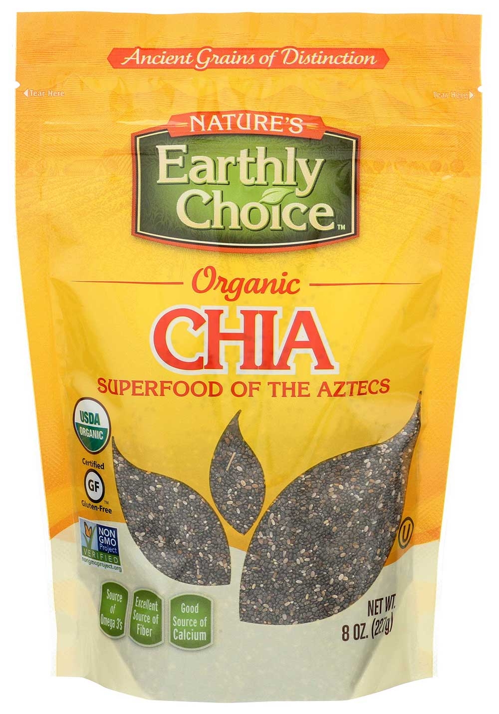 Natures Earthly Choice Organic Chia Seeds, 8 Ounce -- 6 per case.