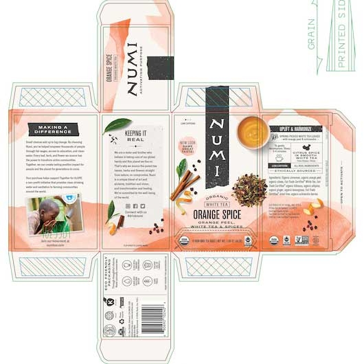 Numi Organic Orange Spice White Tea, 0.1 Pound -- 6 per case.