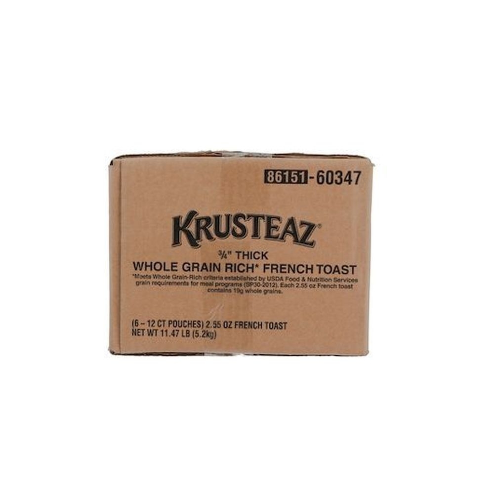 Krusteaz Whole Grain 3/4 Inch Thick French Toast, 2.55 Ounce Slice, 12 Count -- 6 Per Case