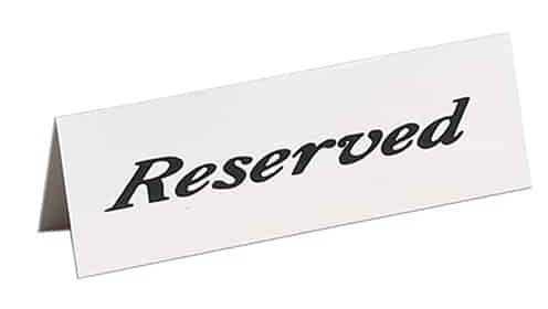 American Metalcraft Standard Weight Table Reserved Sign, 2 x 6 inch