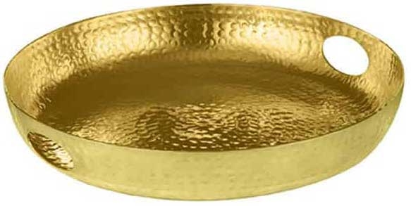 American Metalcraft Gold Hammered Aluminum Beverage Tray, 16 inch Dia x 2-3/4 inch Height