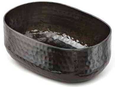 American Metalcraft Hammered Aluminum Black Oval Bowl, 25 Ounce Capacity