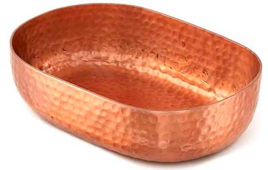 American Metalcraft Hammered Aluminum Copper Oval Bowl, 48 Ounce Capacity