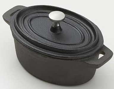American Metalcraft Oval Cast Iron Fry Serving Pot, 6.7 x 3 inch