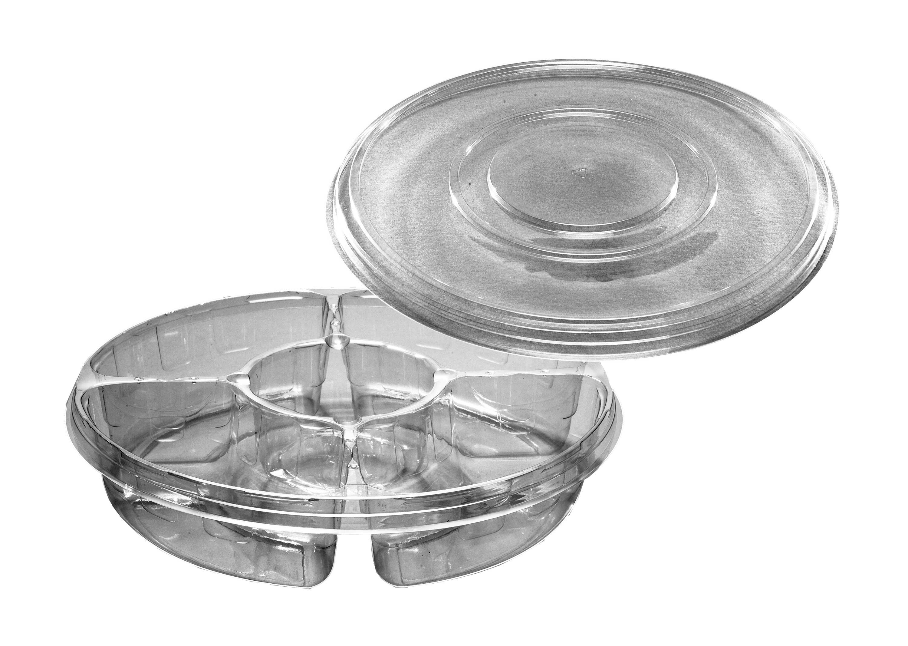D&w Fine Pack 4 Compartment Platter With Lid, 13 Inch -- 50 Per Case