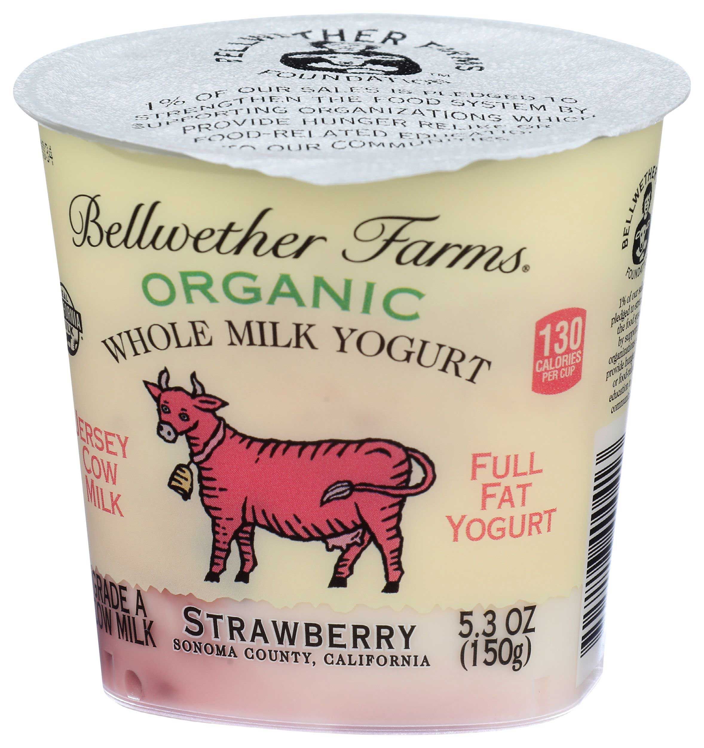 Bellwether Farms Organic Strawberry Whole Milk Yogurt, 5.3 Ounce -- 12 Per Case