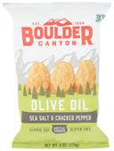 Boulder Canyon Olive Oil Sea Salt and Cracked Pepper Canyon Cut Potato Chips, 6 Ounce -- 12 per case