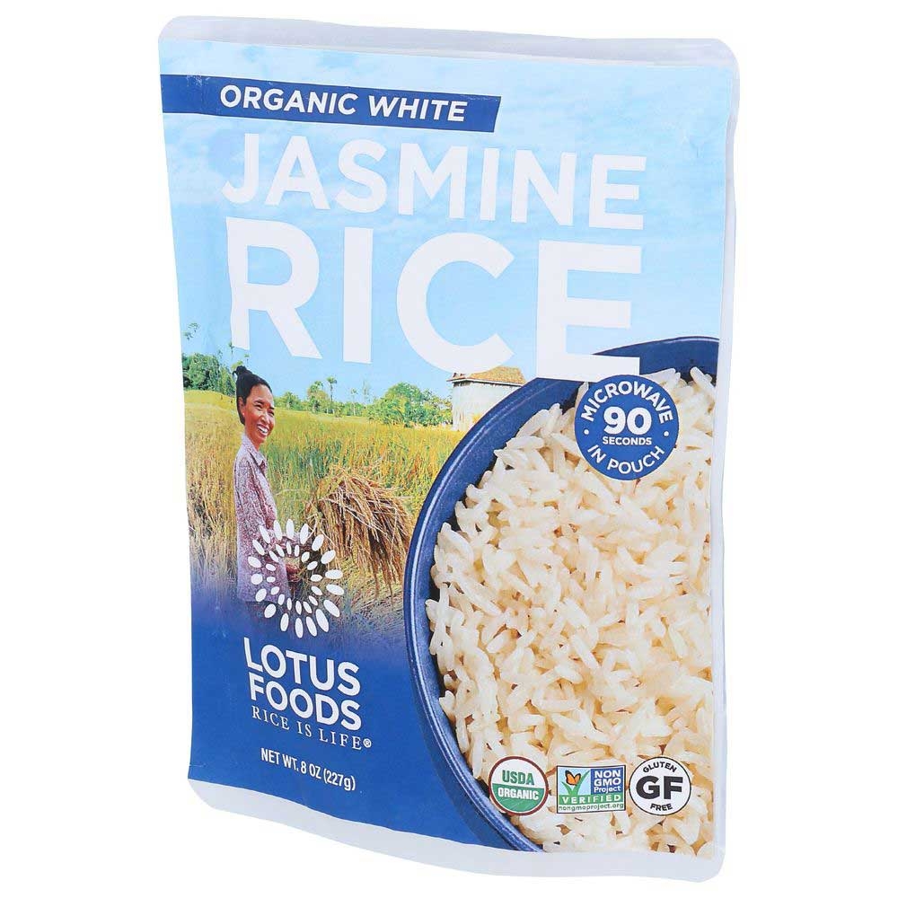 Lotus Foods Organic White Jasmine Rice, 8 Ounce Pouch -- 6 per case