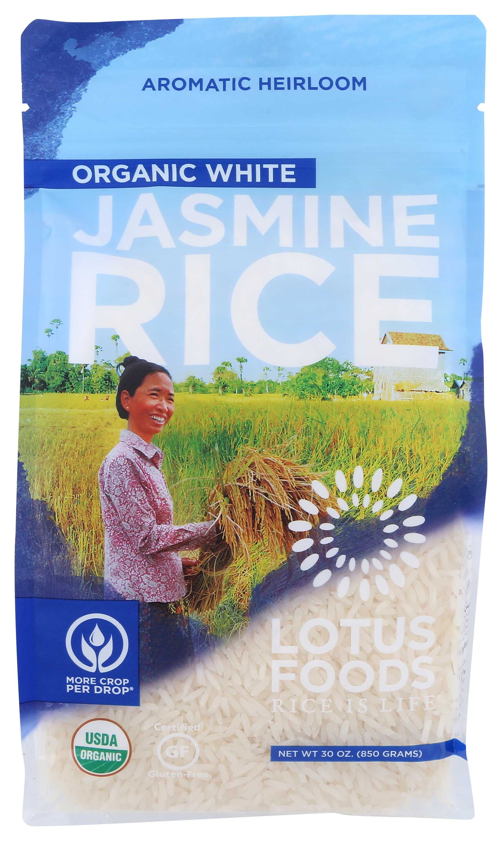 Lotus Foods Organic White Jasmine Rice, 30 Ounce -- 6 per case.