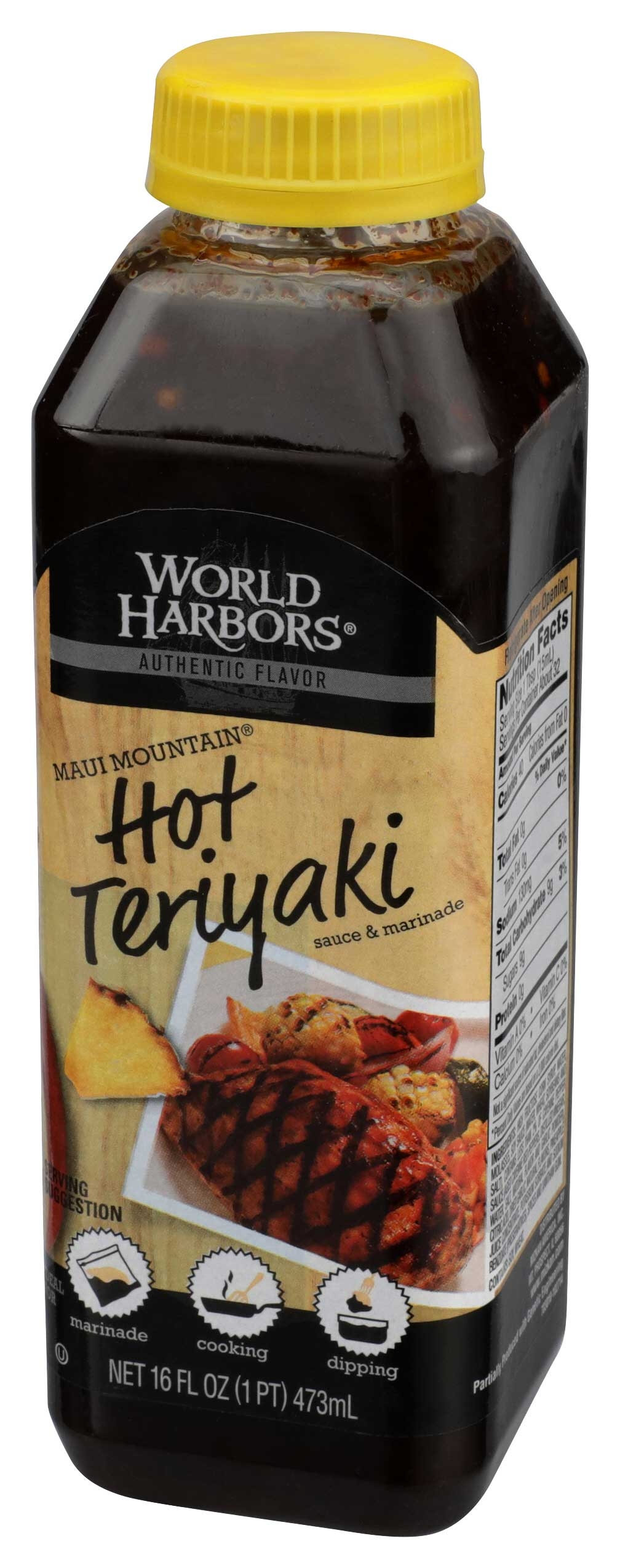 World Harbors Maui Mountain Hot Teriyaki Sauce and Marinade, 16 Ounce -- 6 per case