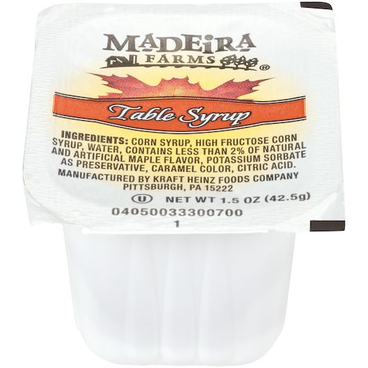 Madeira Farms Single Serve Table Syrup, 1.5 Ounce -- 100 Per Case