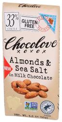 Chocolove Xoxox Almonds and Sea Salt in Milk Chocolate Bar, 3.2 Ounce -- 12 per case