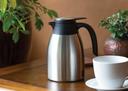 Service Ideas Flow Control Brushed Stainless and Black Vacuum Insulated Carafe, 0.6 Liter Capacity