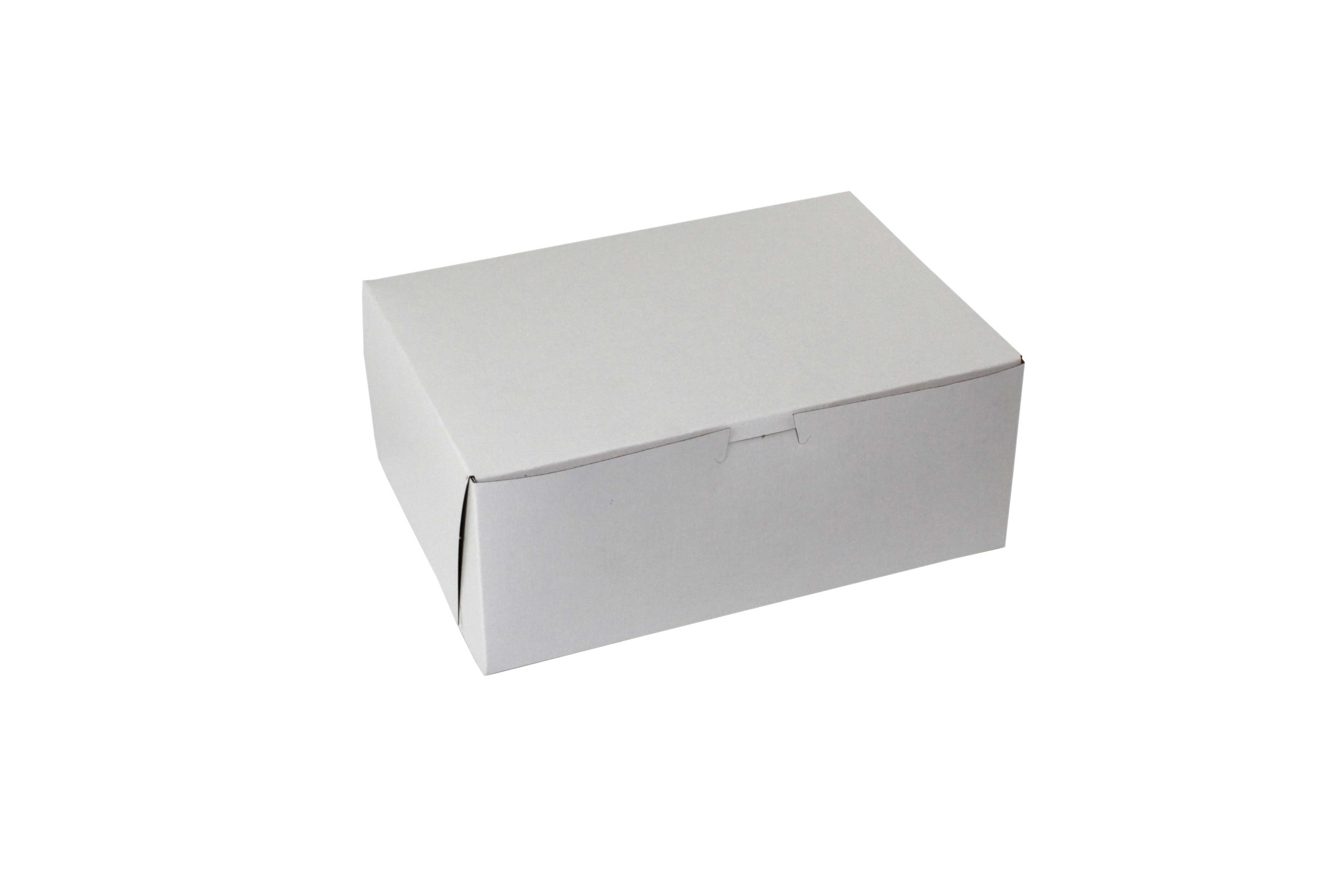 Boxit Lock Corner One Piece White Bakery Box with 3 inch Duck, 12 x 9 x 3 inch -- 100 per case.