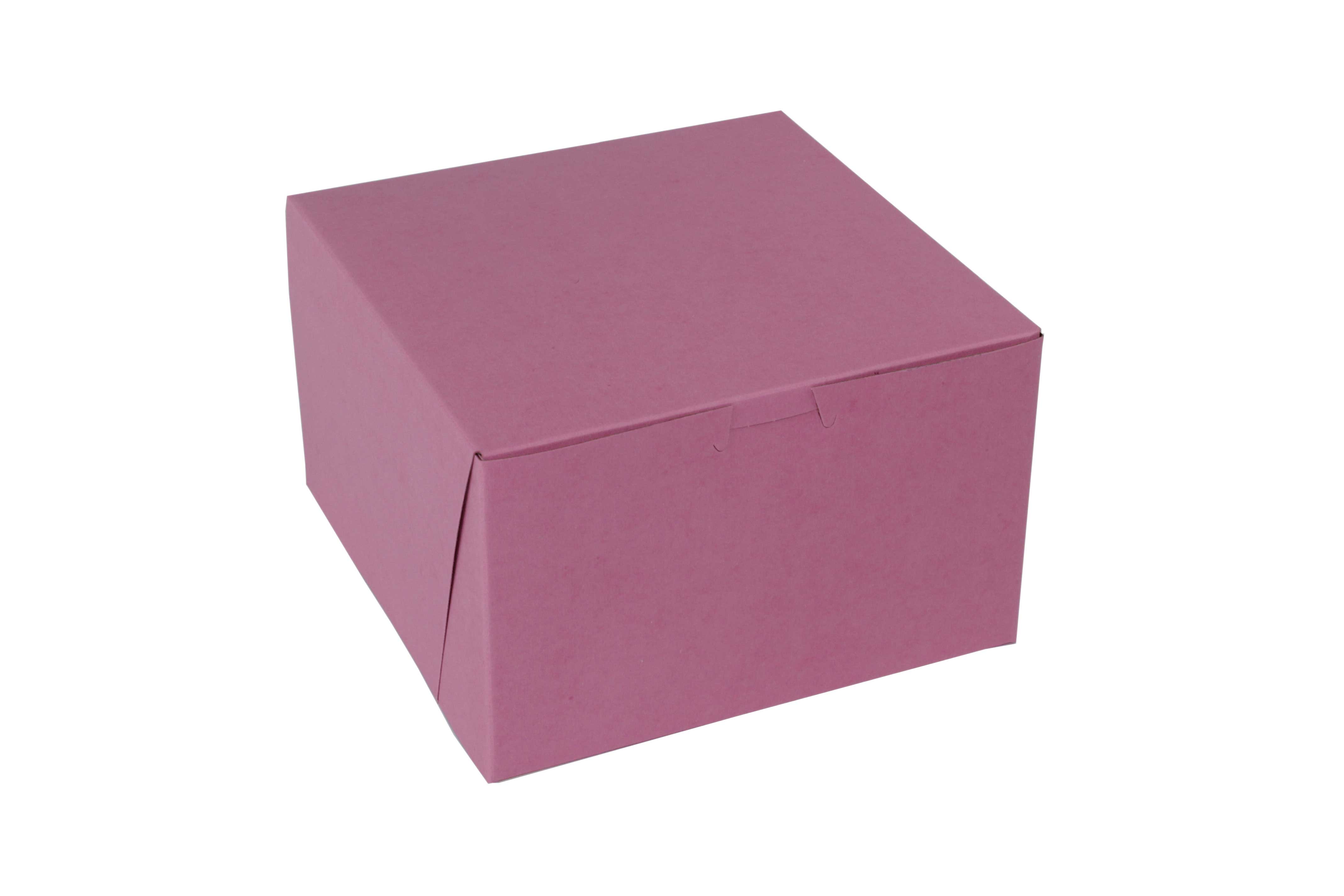 Boxit Lock Corner One Piece Strawberry Bakery Box, 8 x 8 x 5 inch -- 100 per case.
