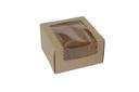 Boxit Windowed Kraft Lock Corner One Piece Cupcake Box, 7 x 7 x 4 inch -- 100 per case.