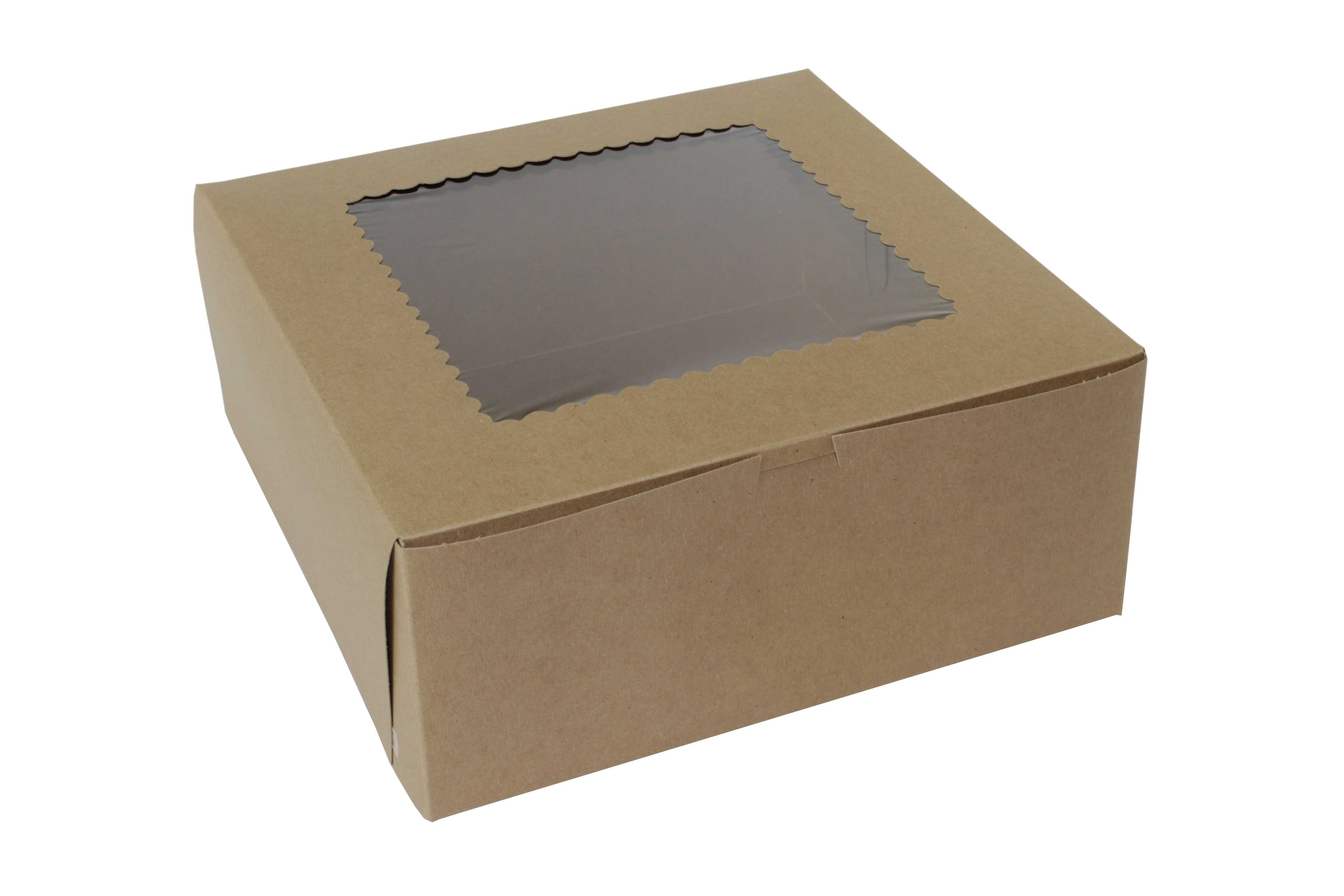 Boxit Windowed Lock Corner One Piece Kraft Bakery Box, 12 x 12 x 5 inch -- 100 per case.