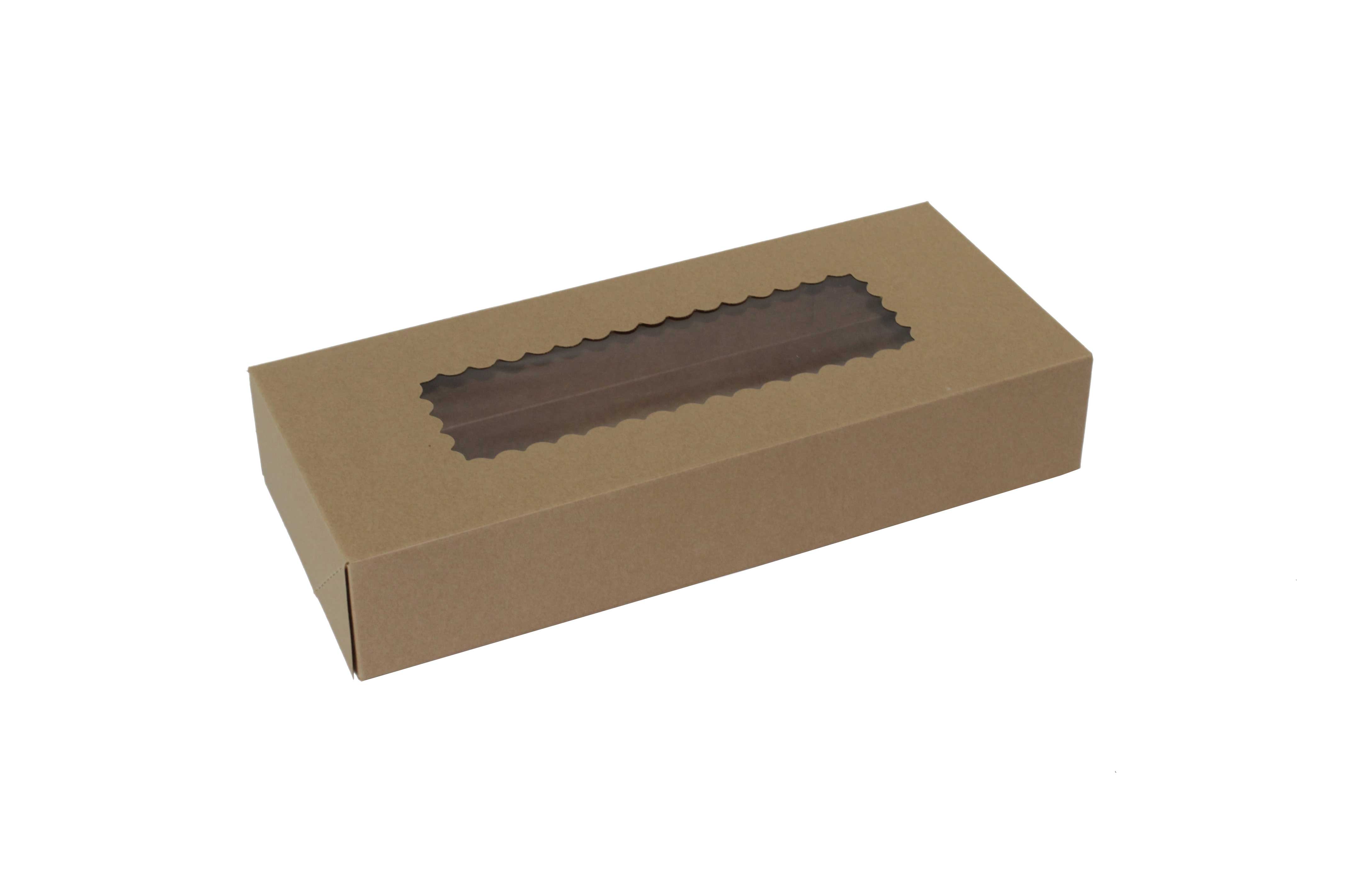 Boxit Windowed One Piece Kraft Bakery Box, 12.5 x 5.5 x 2.25 inch -- 200 per case.