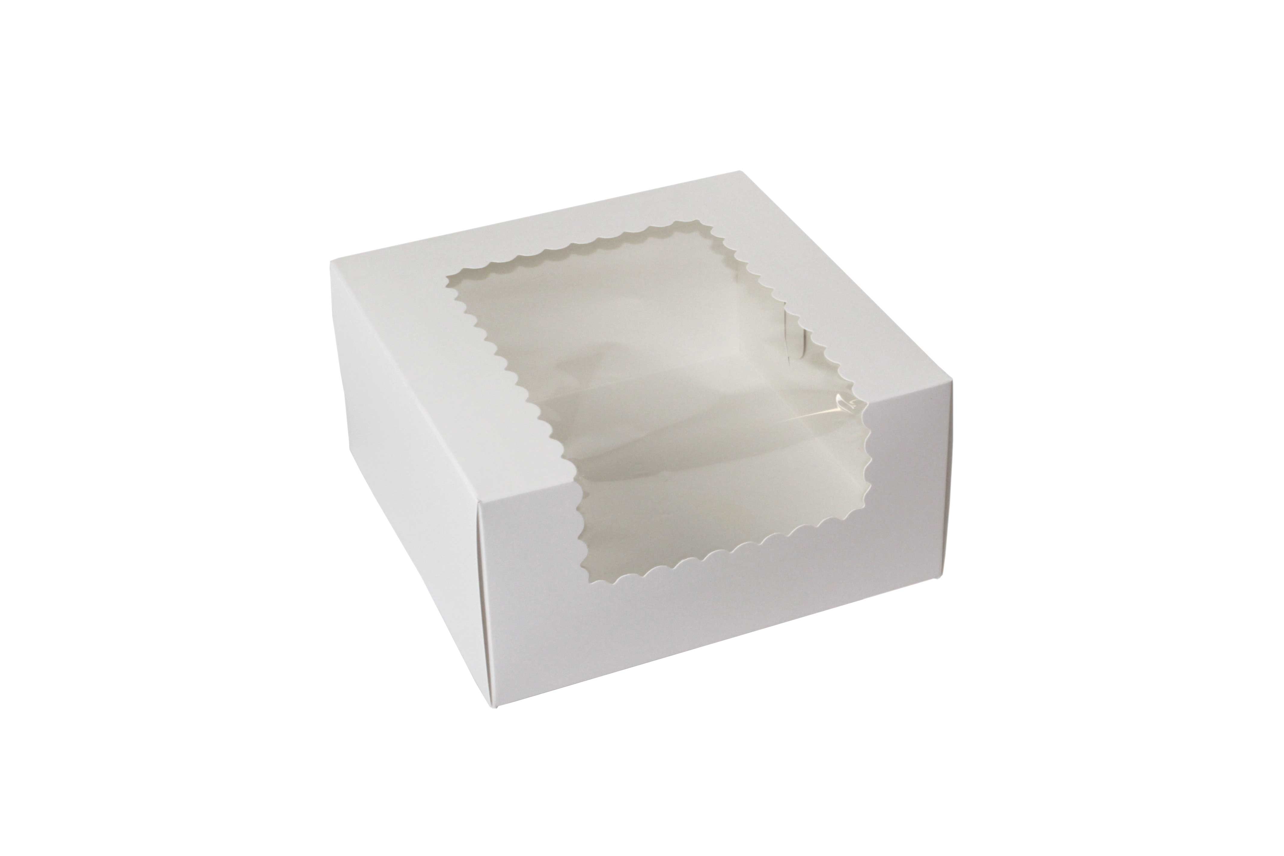 Boxit Windowed White Lock Corner One Piece Cupcake Box, 8 x 8 x 4 inch -- 100 per case.