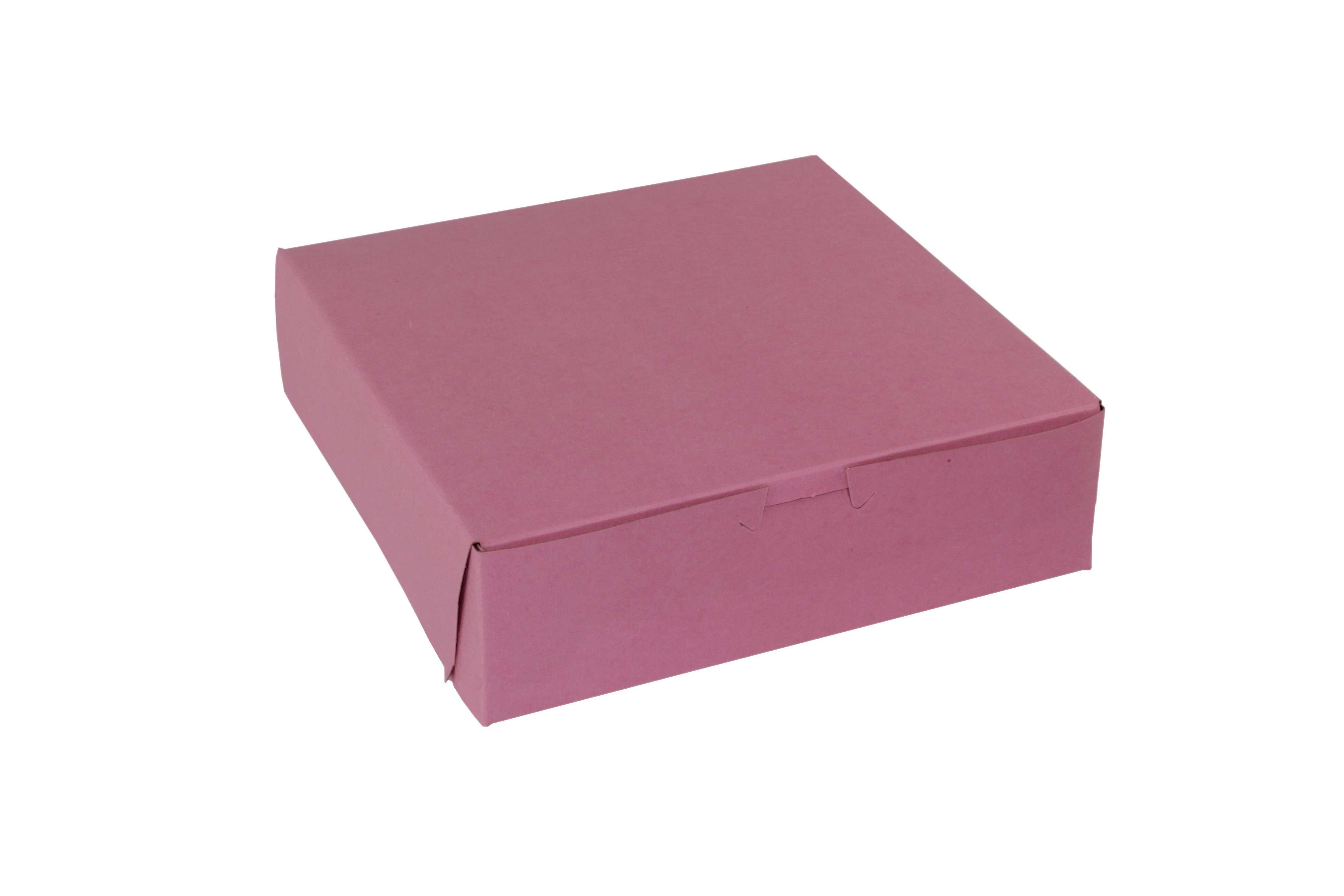Boxit Lock Corner One Piece Strawberry Bakery Box, 9 x 9 x 2.5 inch -- 250 per case.
