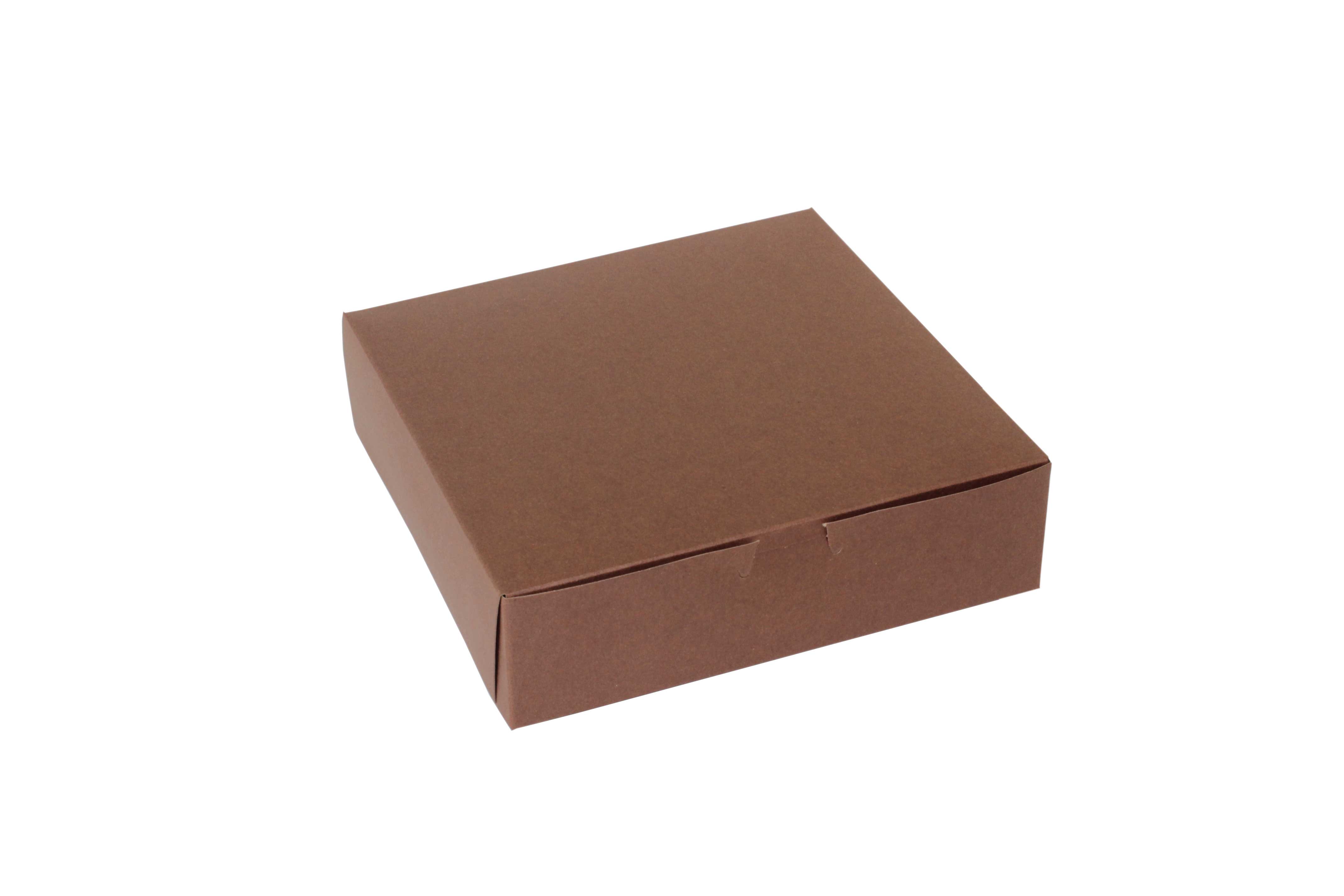 Boxit Lock Corner One Piece Chocolate Bakery Box, 9 x 9 x 2.5 inch -- 250 per case.