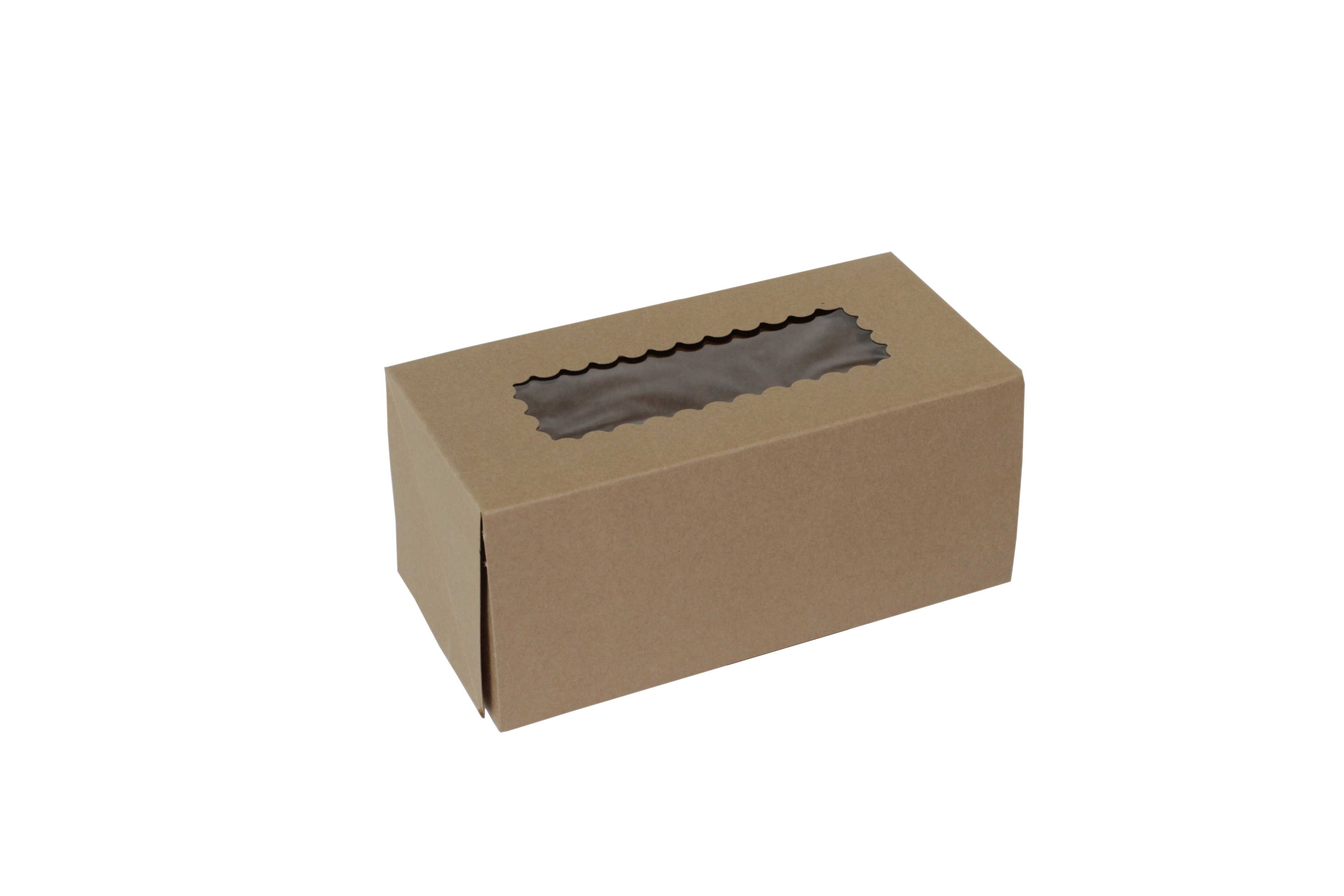 Boxit Windowed One Piece Kraft Bakery Box, 9 x 4.5 x 4 inch -- 250 per case.