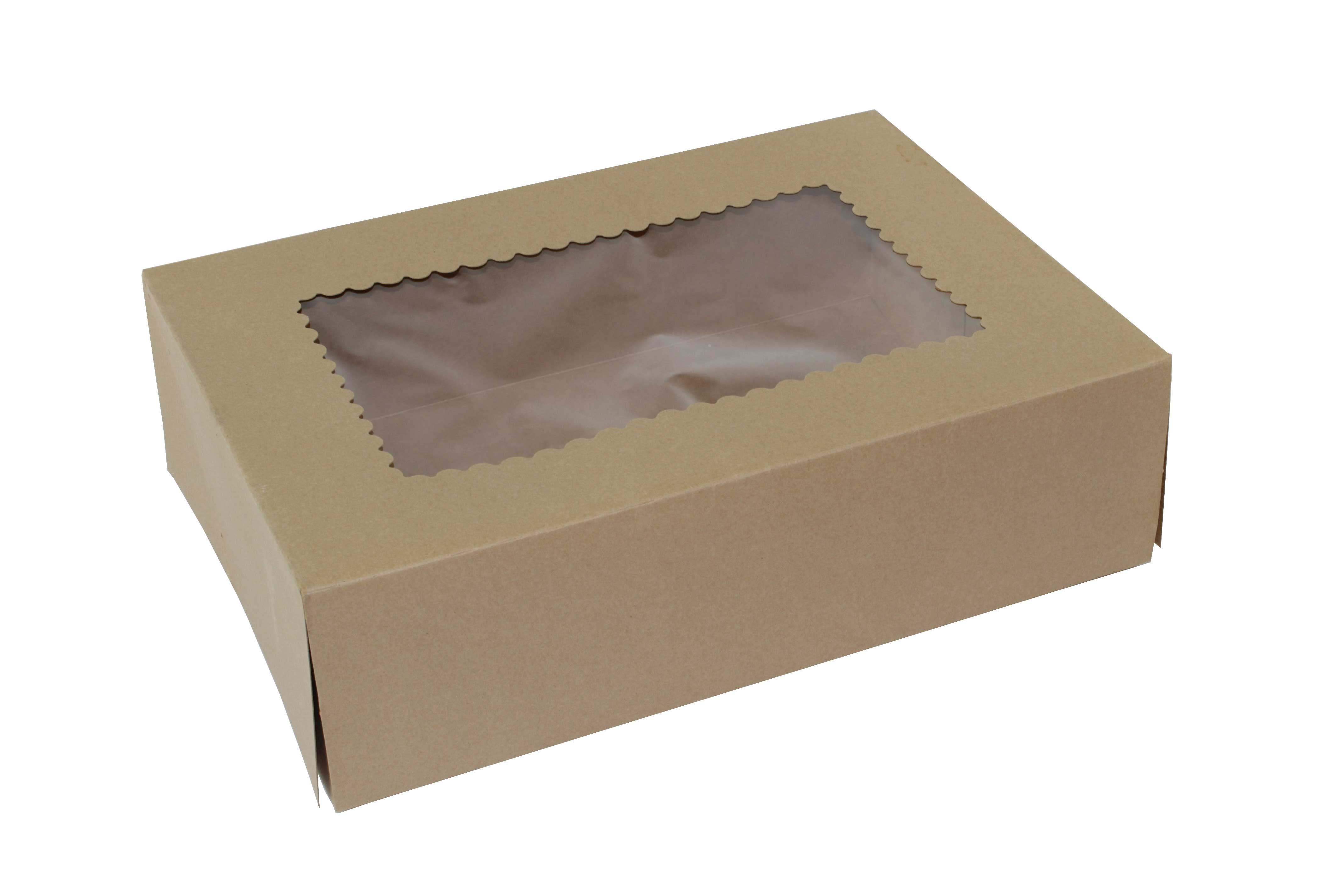 Boxit Windowed One Piece Kraft Bakery Box, 14 x 10 x 4 inch -- 100 per case.