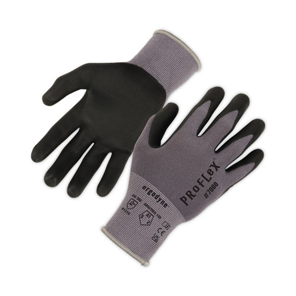 Ergodyne Proflex 7000 Gray Microfoam Palm Small Nitrile Coated Gloves -- 12 Pairs Per Case