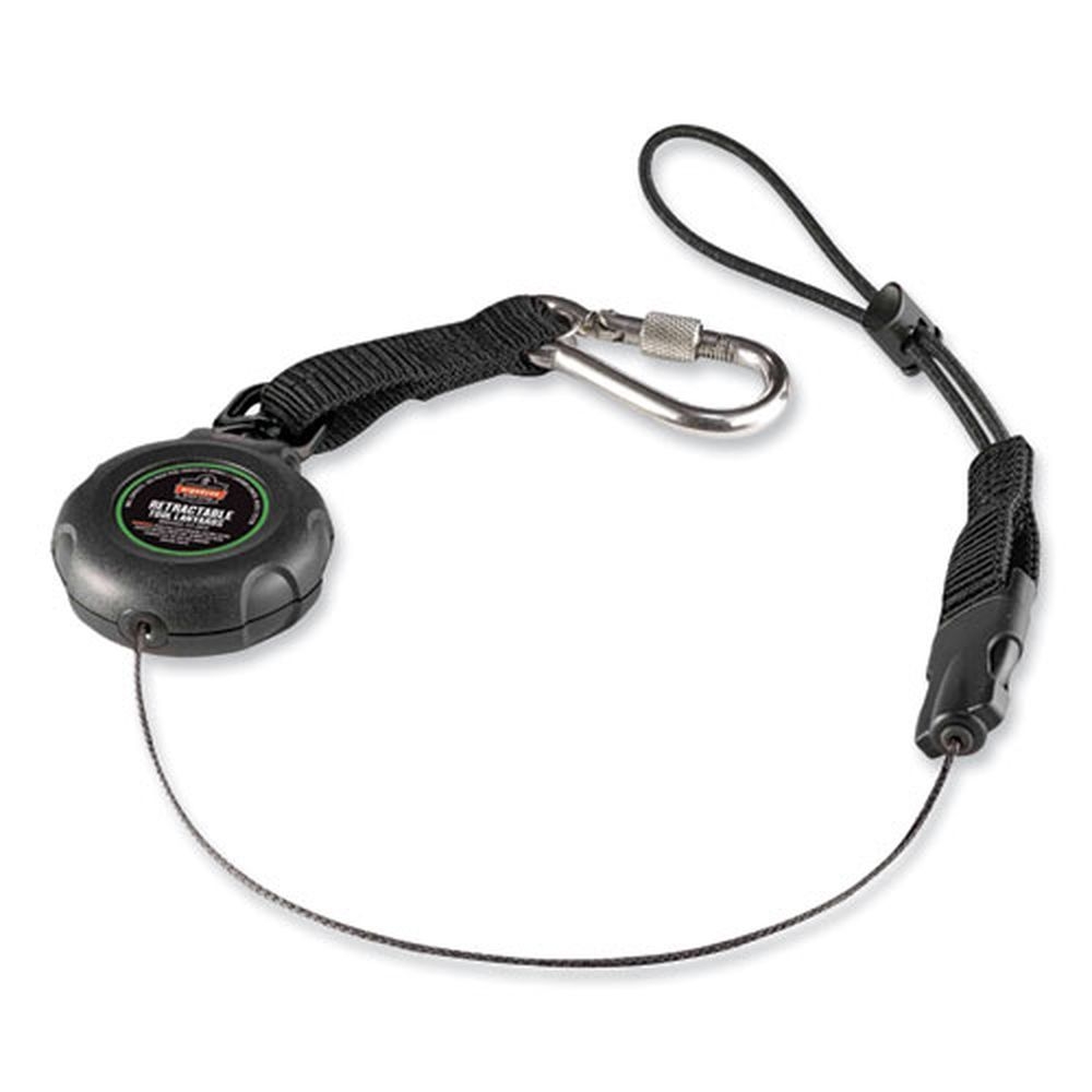 ergodyne Squids 3001 48 inch Retractable Tool Lanyard with Choking Loop Tool Tether Plus Carabiner Anchor, 2 Pound Capacity