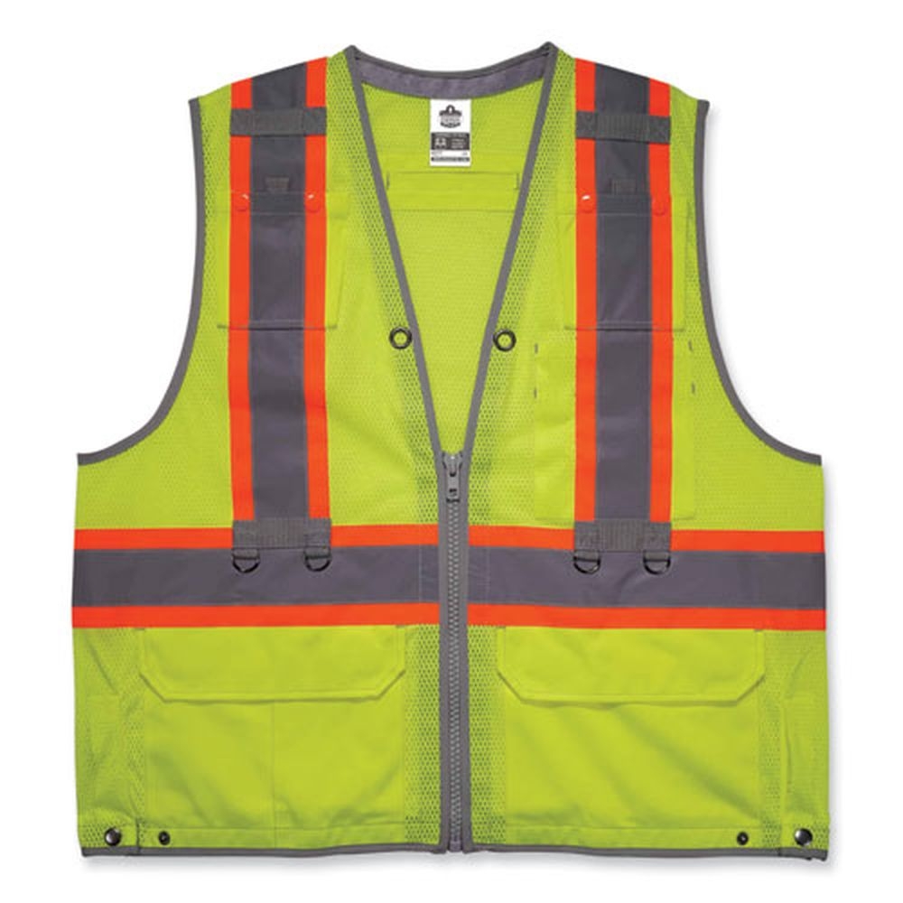 ergodyne GloWear 8231TV Polyester 2X Large and 3X Large Lime Class 2 Hi-Vis Tool Tethering Safety Vest