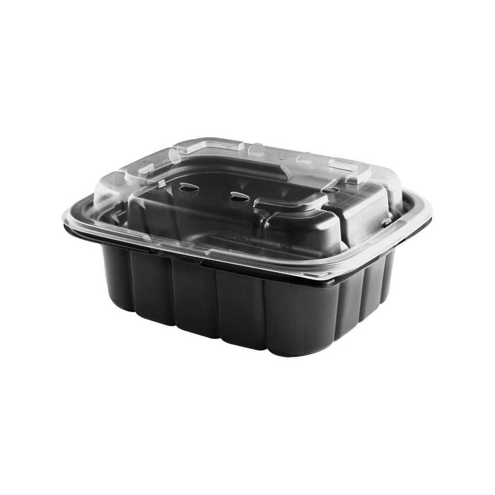 Anchor Packaging Crisp Food Technologies CF620-CFL6 Polypropylene Black Base with Clear Anti-Fog Lid Microwavable Container, 18 Ounce Capacity -- 200 per case.