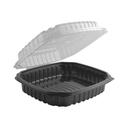 Anchor Packaging Culinary Basics CB9911 Polypropylene Black Base with Clear Anti-Fog Lid Microwavable Hinged Container, 36 Ounce Capacity -- 120 per case.