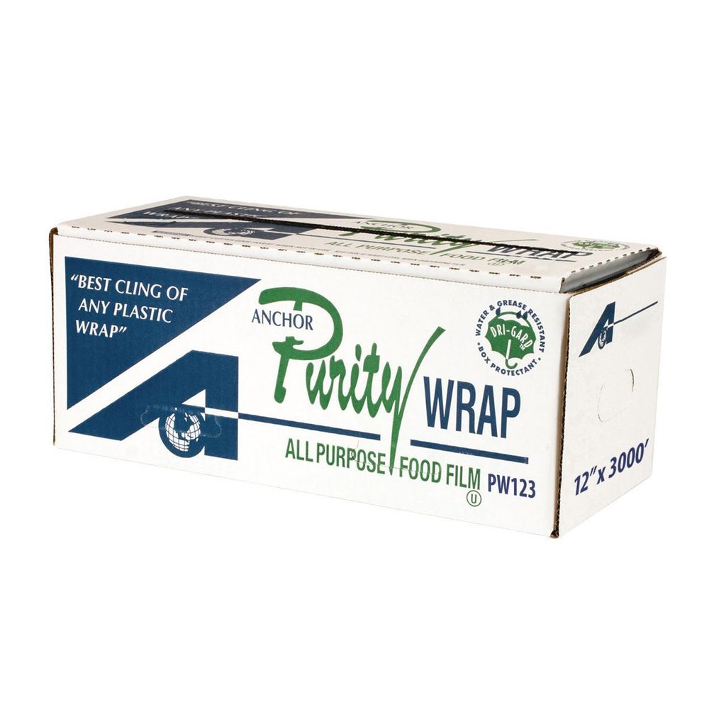 Anchor Packaging Puritywrap PW121 PVC Cling Film Roll with Cutterbox, 12 inch x 1000 Feet