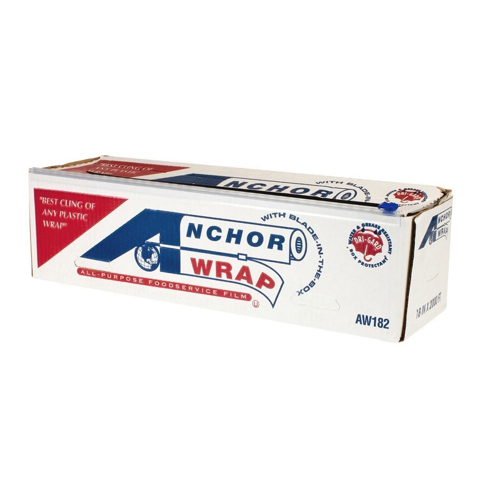 Anchor Packaging Anchor Wrap Aw182 Pvc Wax Coated Slide Cling Film Roll With Cutterbox, 18 Inch X 2000 Feet