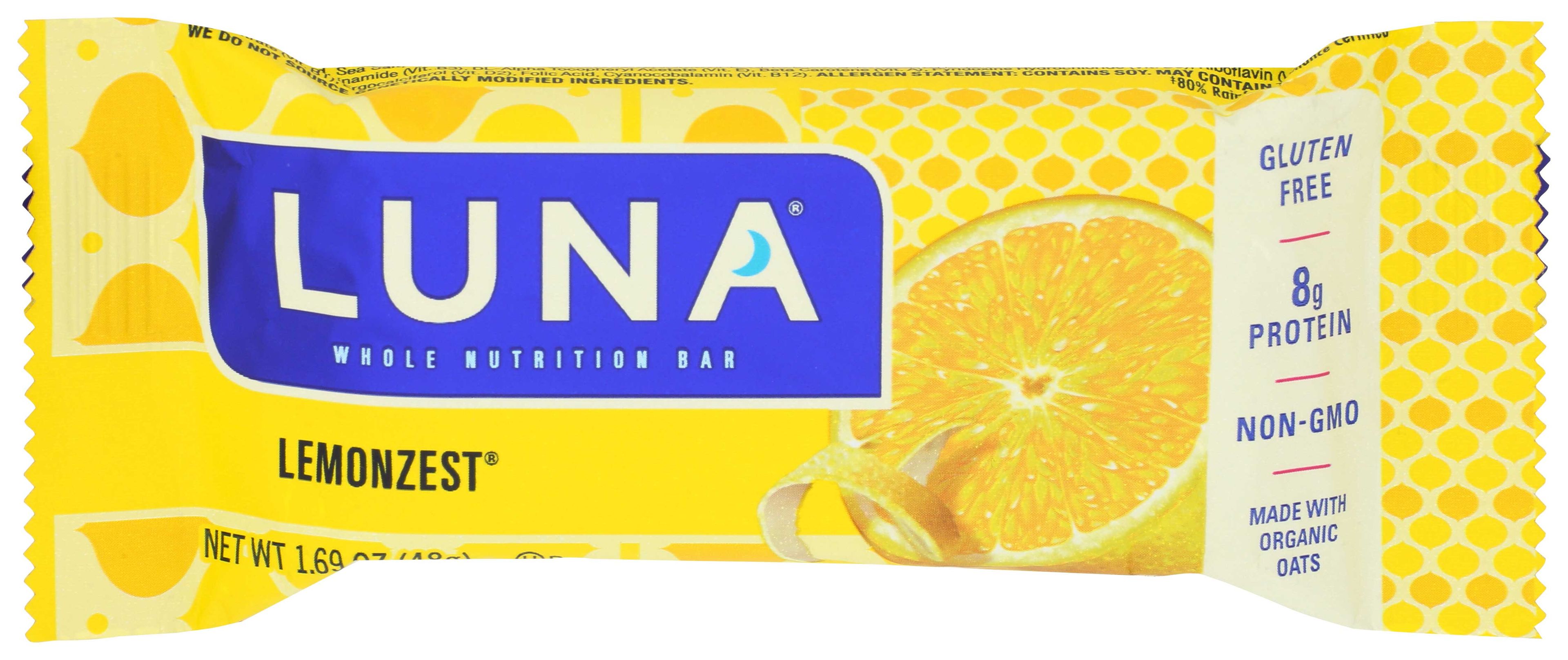 Luna Organic Lemon Zest Nutrition Bar, 1.69 Ounce -- 15 Per Case