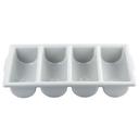 Tablecraft High Density Polyethylene Gray Silverware Cutlery Bin - 4 Compartment, 21 x 12 x 4 inch.