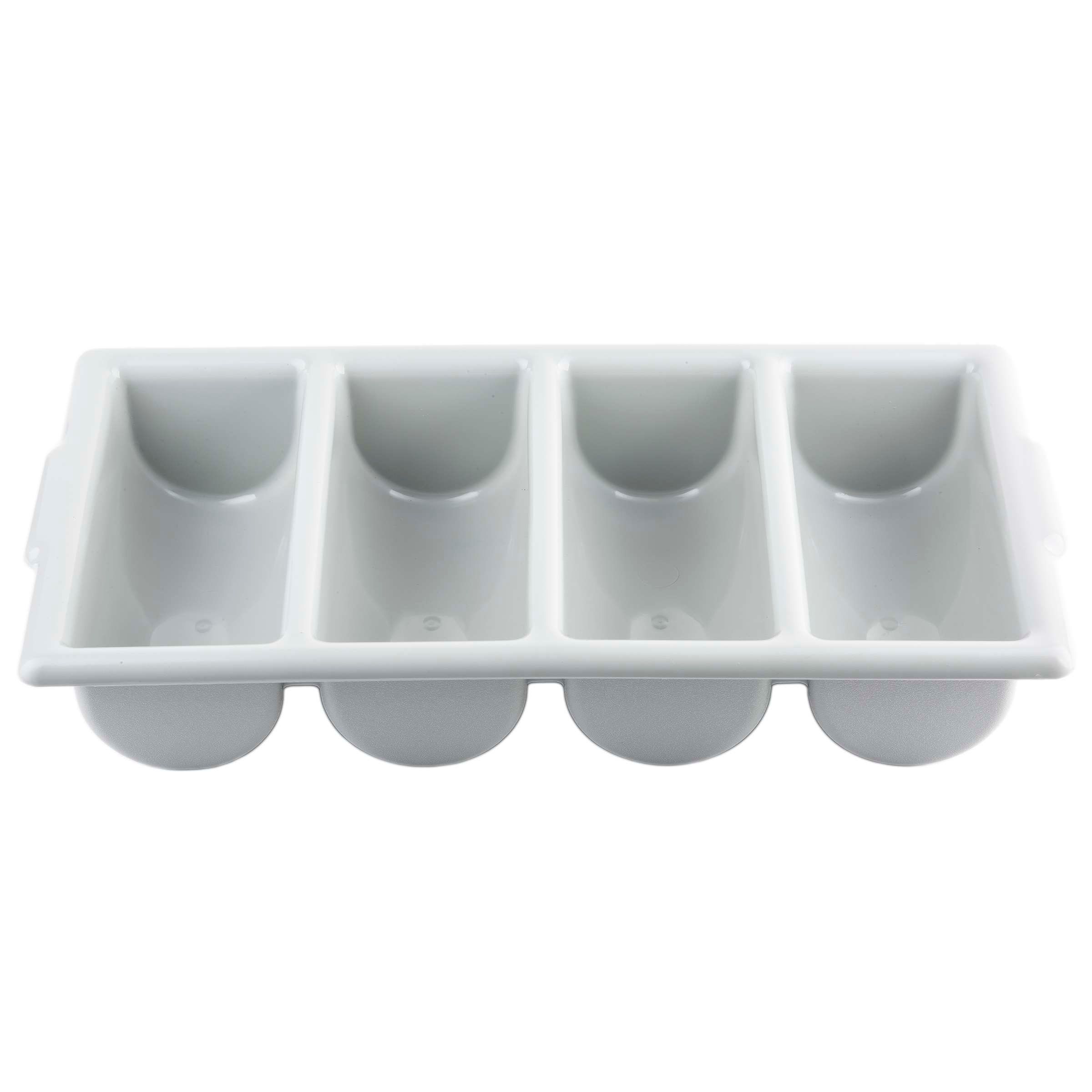 Tablecraft High Density Polyethylene Gray Silverware Cutlery Bin, 4 Compartment, 21 X 12 X 4 Inch