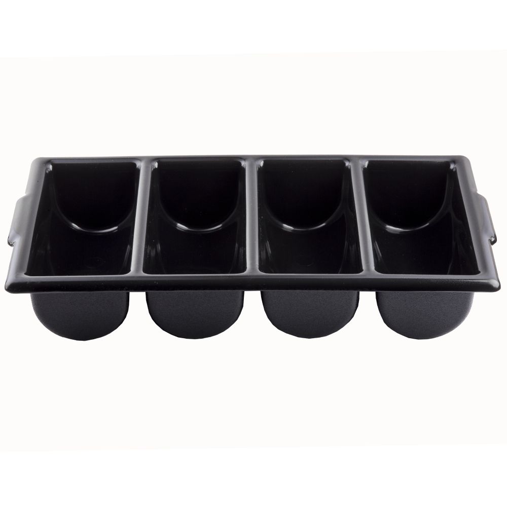 Tablecraft Polyethylene Black 4 Compartment Cutlery Bin, 21.75 X 11.75 X 3.75 Inch -- 12 Per Case