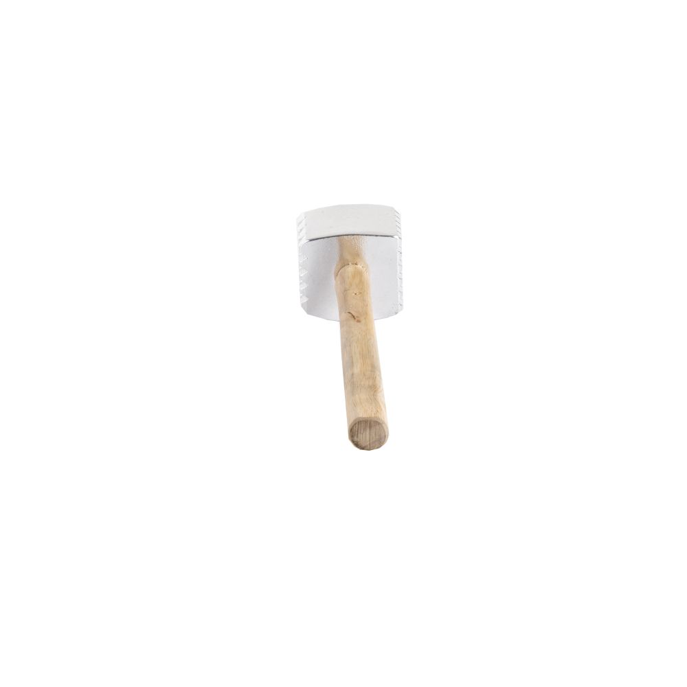 Tablecraft Aluminum Wood Handle Meat Tenderizer, 2.75 X 2.75 X 13 Inch